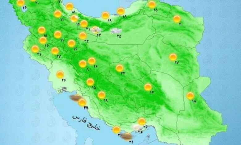 وضعیت آب و هوا، امروز ۱۳ خرداد ۱۴۰۱